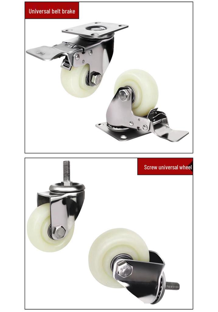 304 Stainless Steel Medium Duty Caster Wheels - 3, 4, 5 Inch Rustproof, Corrosion & Wear Resistant Nylon