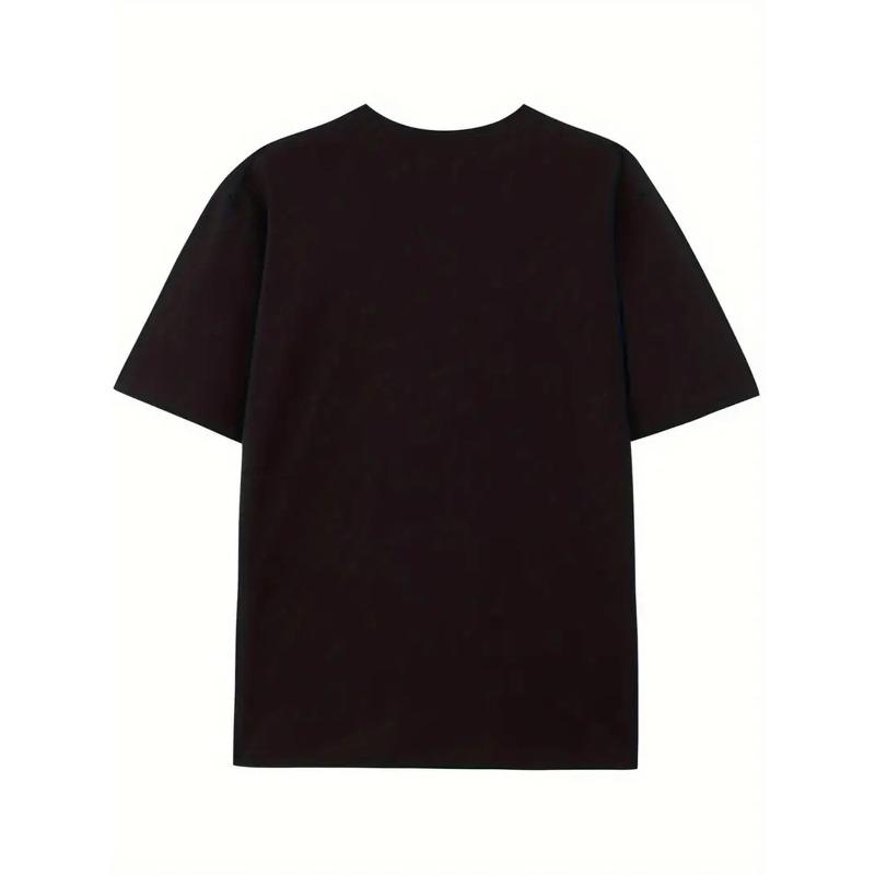 European sizes Men's Russian Style Short Sleeve T-Shirt - All-Season Casual Round Neck H-Fit with Cyrillic-Inspired Geometric Print