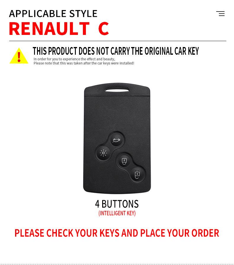 Metal Key Case for Dongfeng Renault Koleos, Kadjar, eNuo, Kolebin