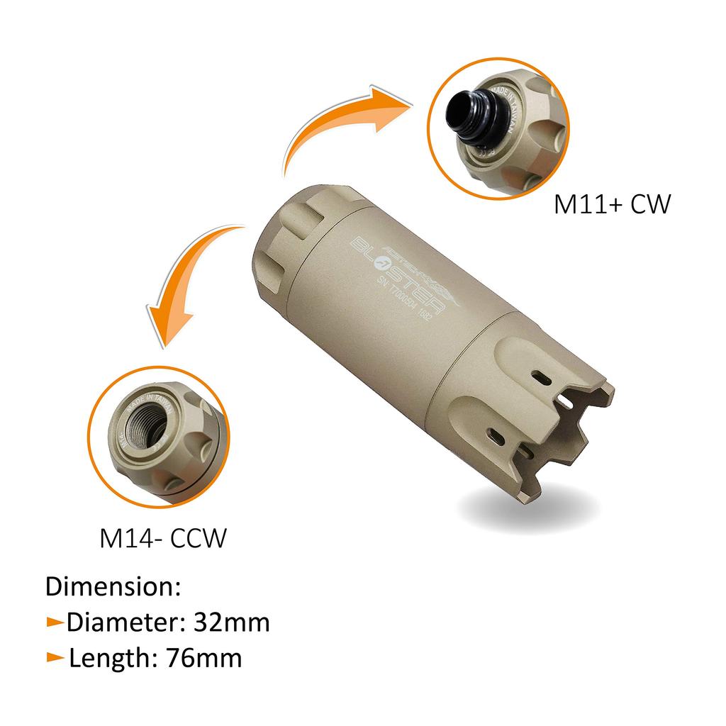 ACETECH Tracer Unit Blaster 14mm CCW Negative Thread M14- to M11+ Green BB/Gel BB LED RGB/Flare/Beam Lighting Effects (Sand)