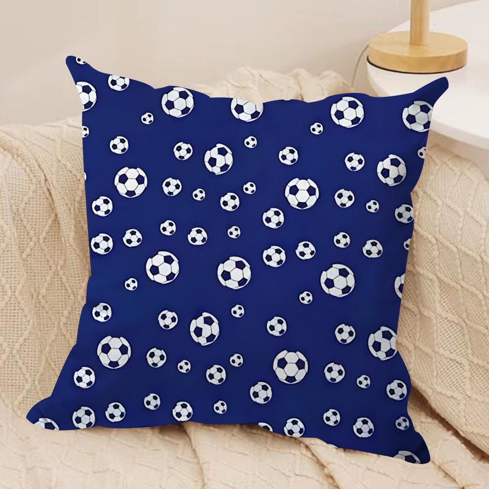 Classic Football Cushion Cover Soft Plush Fabric Double-Sided Printed Sofa Cushion Cover for All Seasons Home Decor Gift