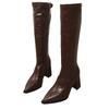 New foreign trade large size high heel fashion boots stone pattern side zipper thick heel solid color women's boots Women Boots