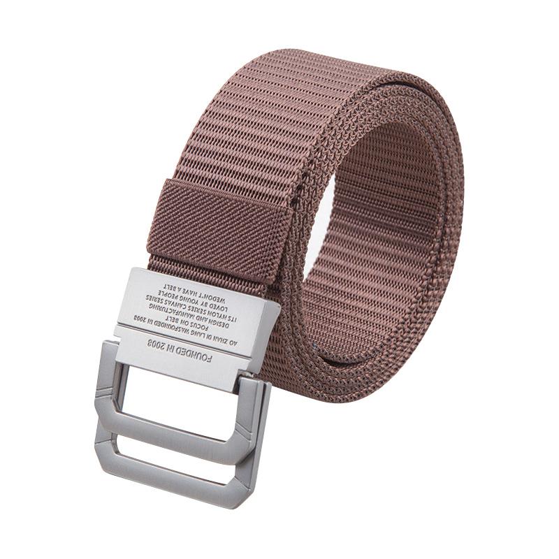Double-Ring Buckle Nylon Belt for Women Men Alloy Buckle Metal Webbing Belts Outdoor Work Student Military Tactical Unisex Waist