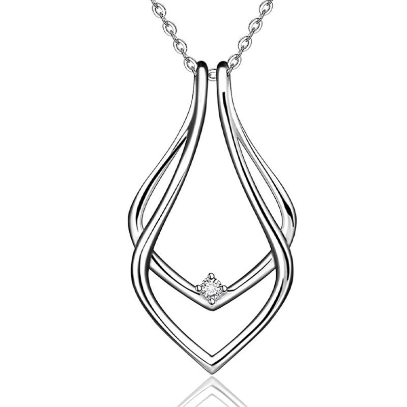 Collier Pendentif Sécurisé pour Fiançailles Forme Géométrique Porte-Bague Collier Argent Délicat Bijoux de Fiançailles pour Femmes Filles