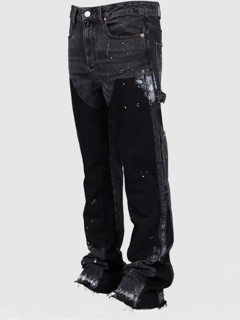 Y2k Trendy High Street Men's Jeans Loose Fit Straight Leg Casual Drag Trousers American Style Vintage Micro Flare