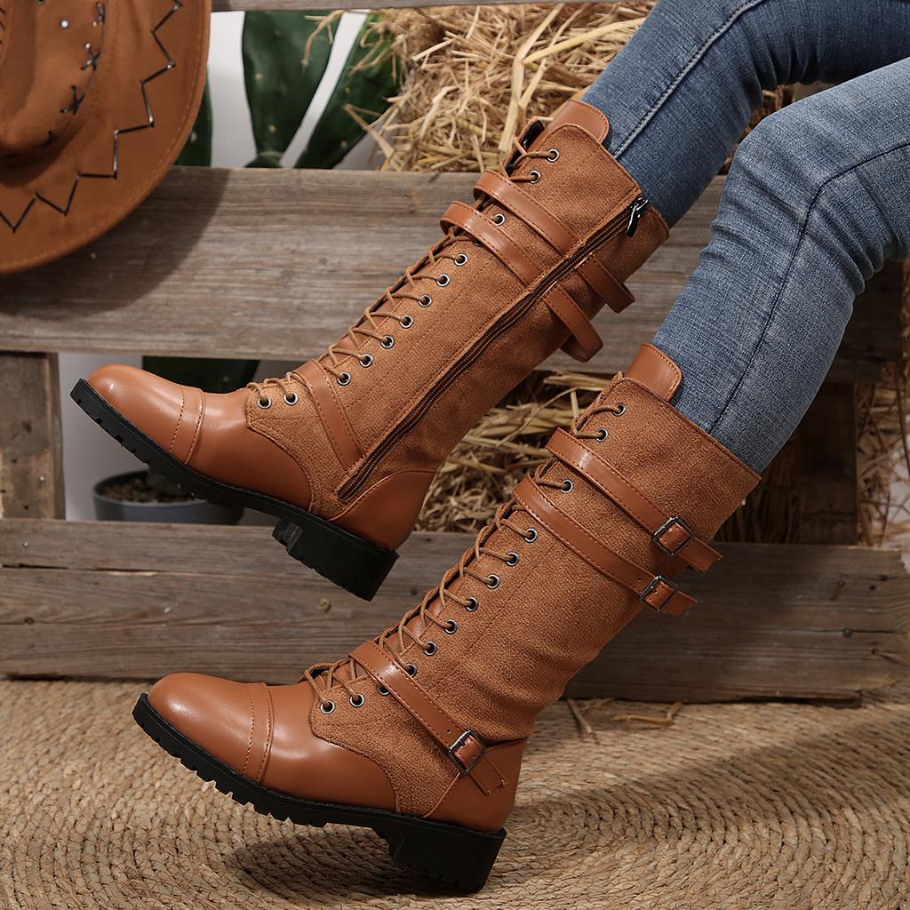 Women Ankle Boots Autumn Winter Knee High Boots Women Buckle Zipper Flat Long Plus Size Comfortable Shoes Women Botas De Mujer