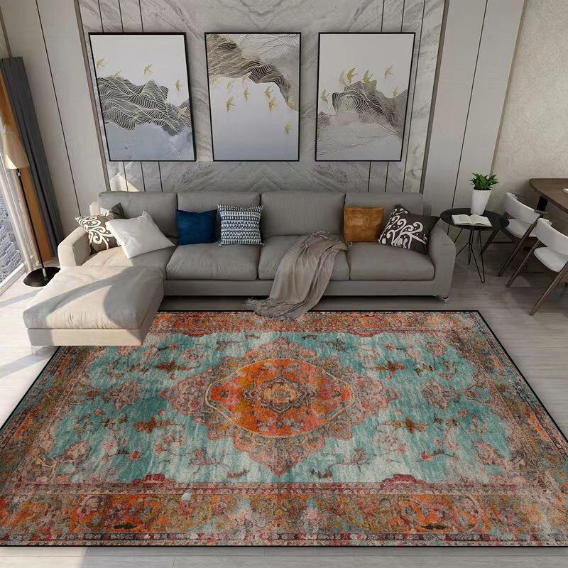 Teppich im amerikanischen Retro-Stil Wohnzimmer Böhmische Dekoration Rutschfester Waschbarer Teppich 140x200 Schlafzimmer Sofa Bettseite Flanell Bodenmatte