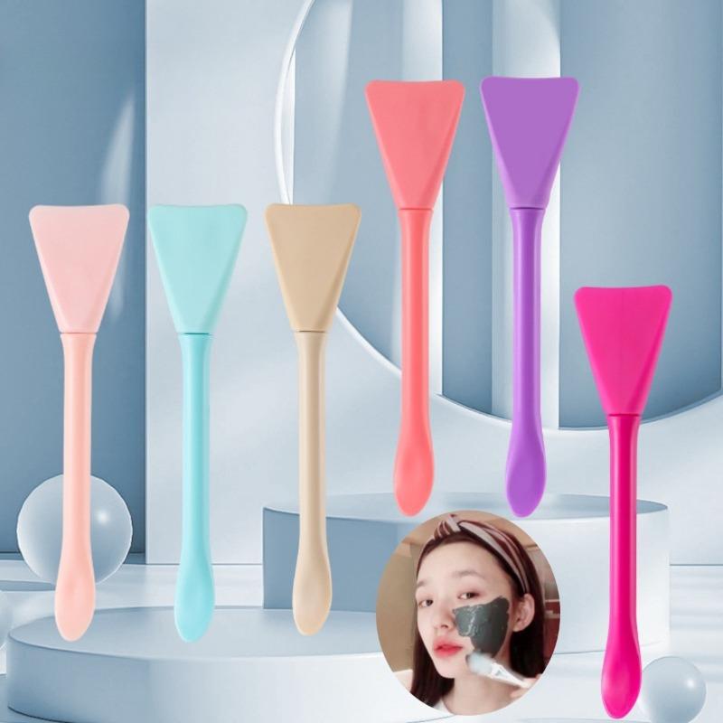 Double Head Dual-use Facial Mask Brush for Mask Stick with Scoop Apply Mud Film Facial Mask Brushes Silicone Facial Beauty Tools