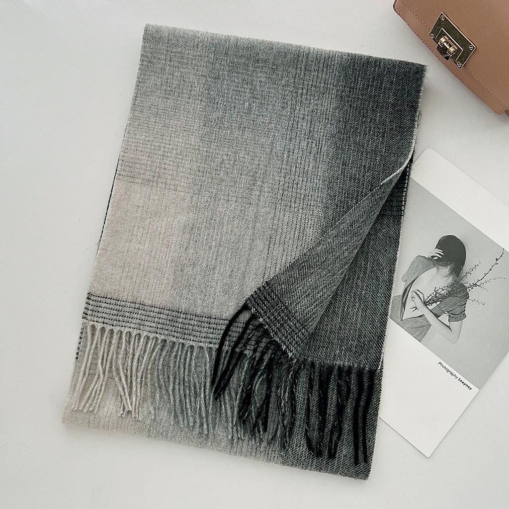 100% Pure Wool Scarf Female Winter Warm Cashmere Shawl Checkerboard Couple Accessory Outdoor Wrap Windproof Scarf