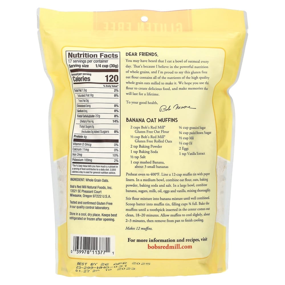 Bobs Red Mill Vollkorn Hafermehl Glutenfrei, 510g (18 oz)