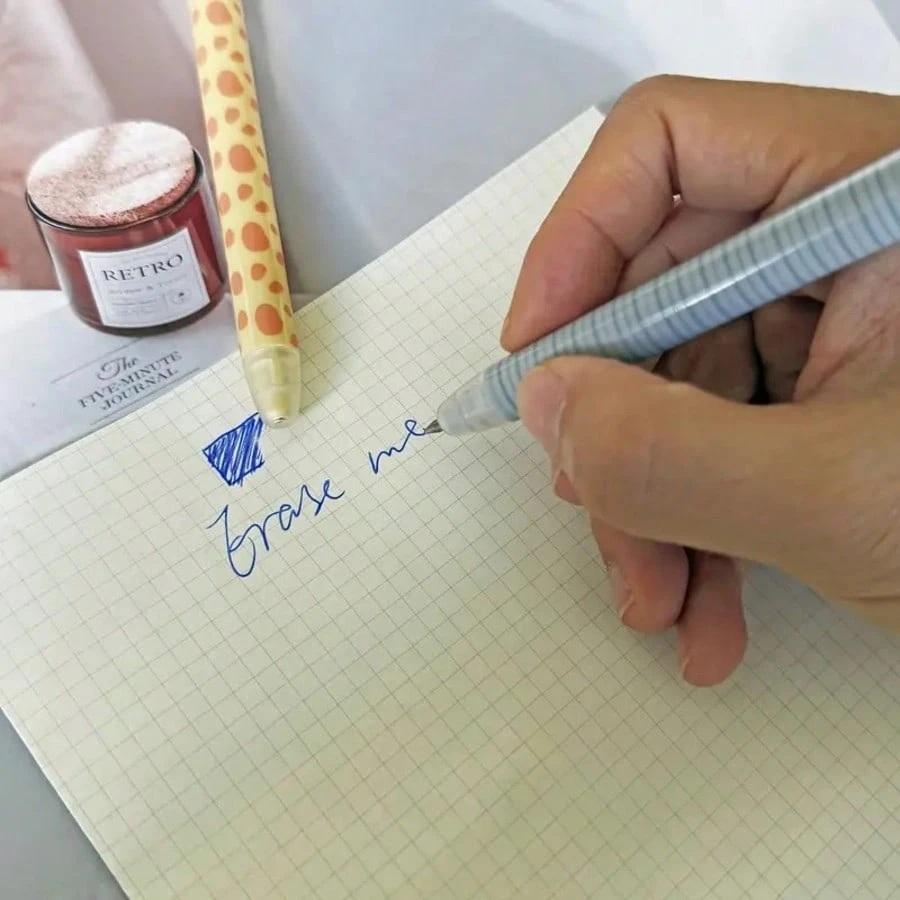 8pcs Zoo Themed Erasable Gel Pens Blue Ink with Eraser Rabbit Bear Smooth Comfortable Writing School Office