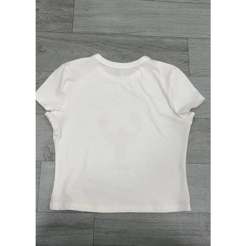 T-shirt estiva da donna a maniche corte stampata girocollo slim corta sexy senza vita