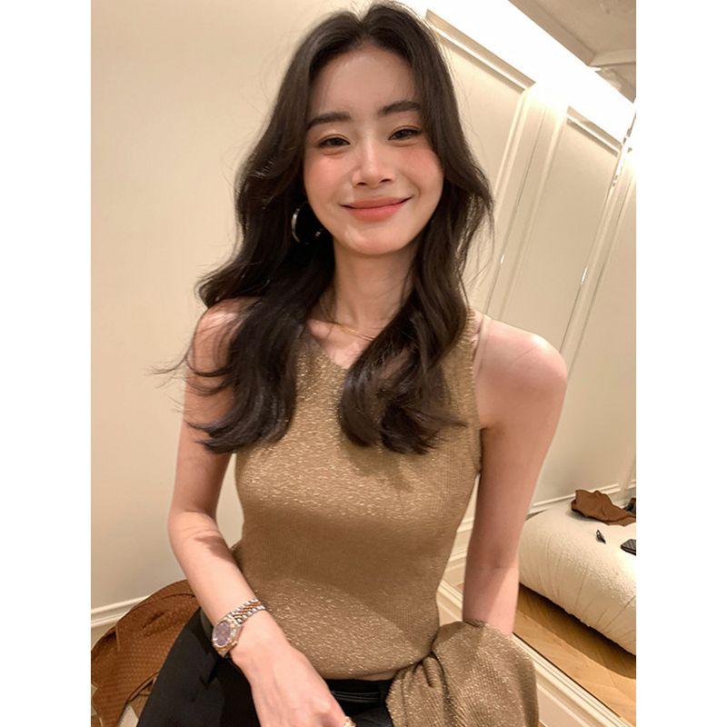 

Italian Lsy Women s Three-Piece Vest Champagne Gold Vest L([High Quality Goods])