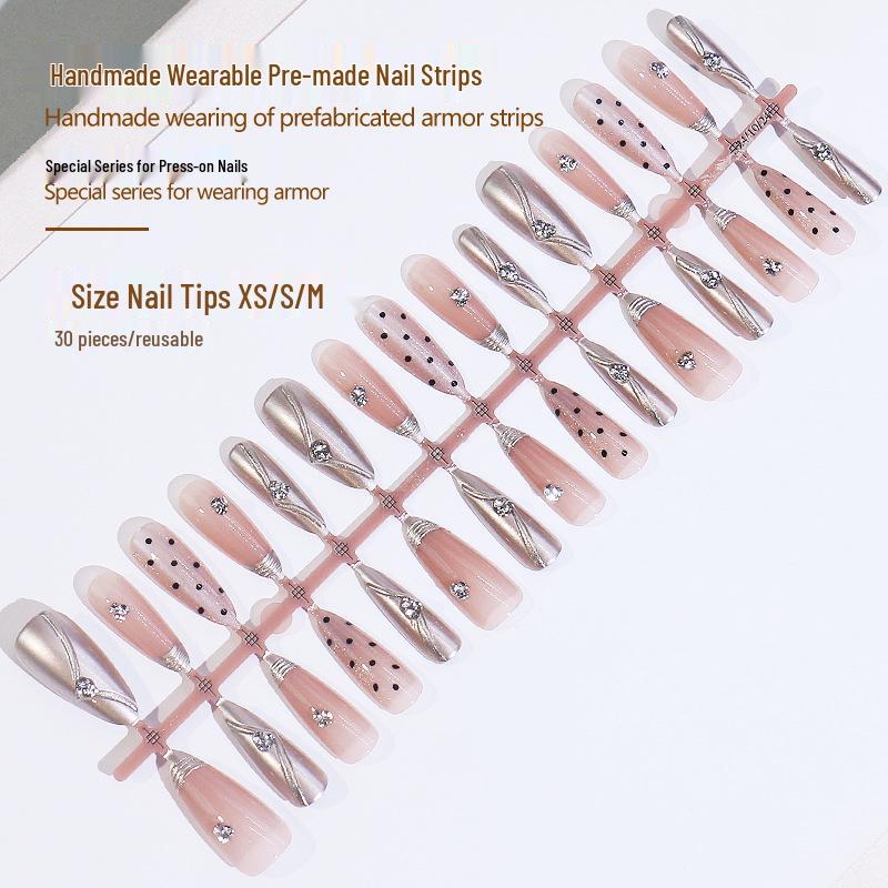 

Hot Xiaohongshu Cat Eye Polka Dot Handmade Nail Stickers – Spicy Girl Wearable Pre-made Pieces