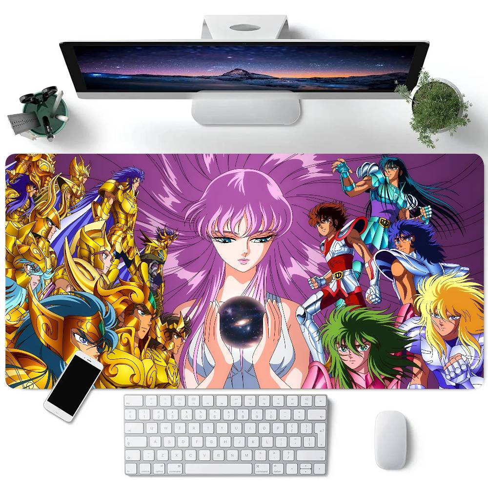 

Anime Saint Seiya Mouse Pad Large Gaming Keyboard Mat LockEdge Rubber Computer Office Accessories LE600x300x2mm