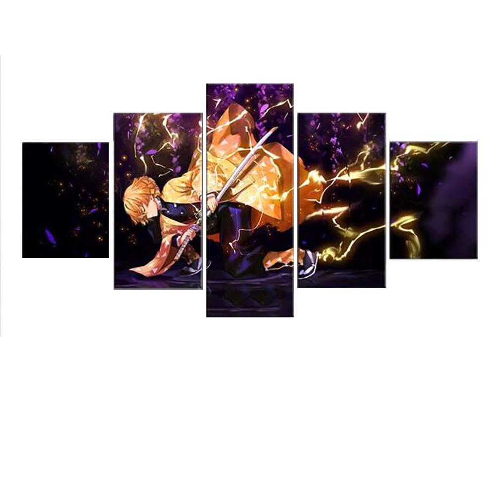 5 Panels Canvas Wall Art Animation Poster Home Decor Living Room Picture Print Bedroom Mural Modern Artwork Framework Gift