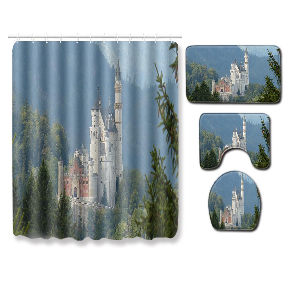 Creative Bathroom Non-Slip Floor Mat, Shower Curtain Combination Carpet, European And American Style Explosion Woman