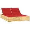 VidaXL Double Sun Lounger and Cushions Red, Impregnated Pine Wood
