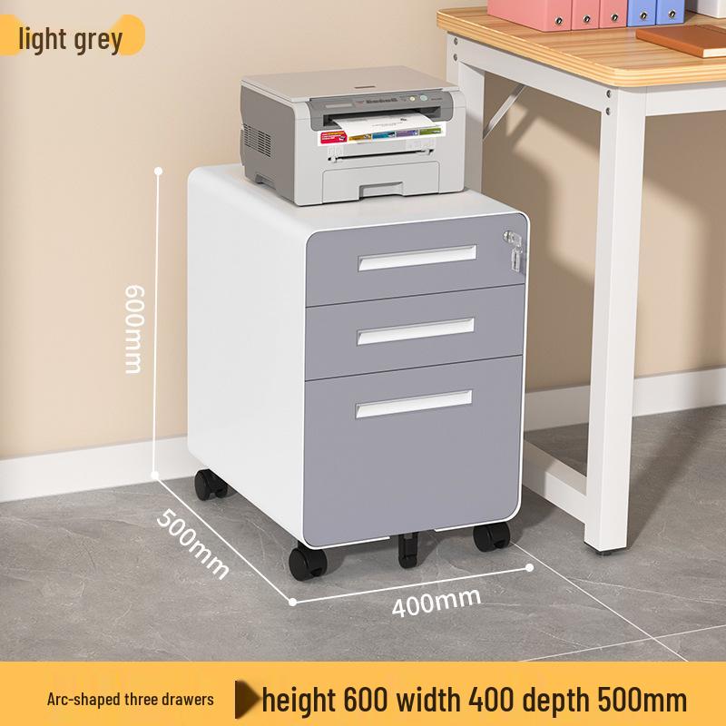 Mobile Filing Cabinet with Three Lockable Drawers for Under Desk Office Storage