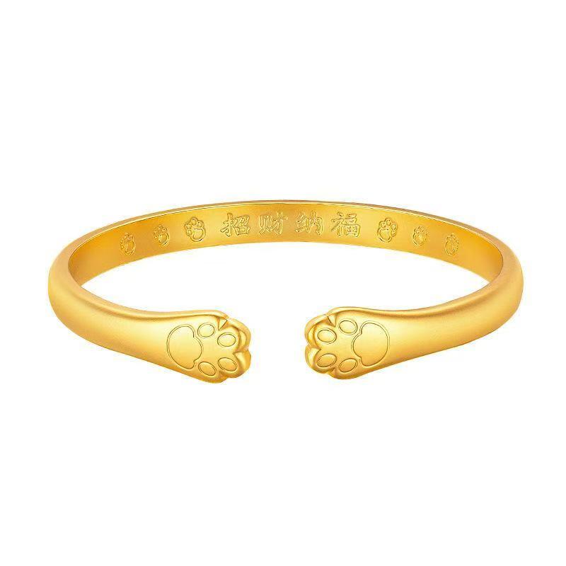 Vintage Gold Katzenpfoten Armreif: Damen Glücks-Armreif offen, Schick & Luxuriös