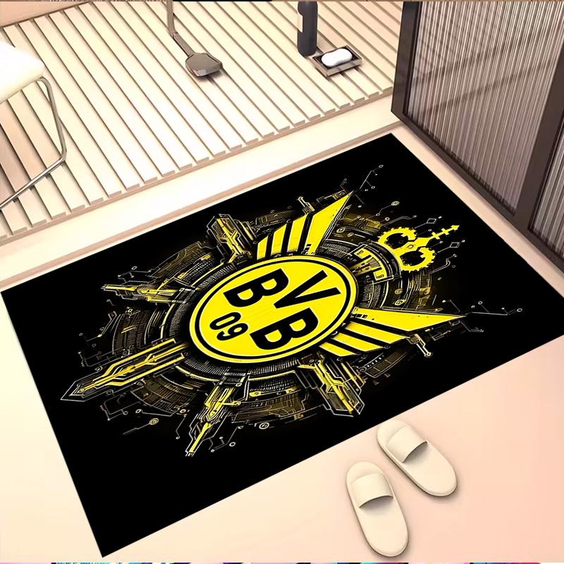 Borussia Dortmund Print Rug, Washable Floor Carpet, For Entryway Dorm Laundry Room Office Study, Home Decor Birthday Christmas Gift