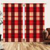 2 st Röd och Svart Rutig Tryckt Gardin för Jul Heminredning - Stångficka Fönsterbehandling för Sovrum, Kontor, Kök