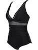 European & American Sexy Mesh Deep V One-Piece Swimsuit for Women