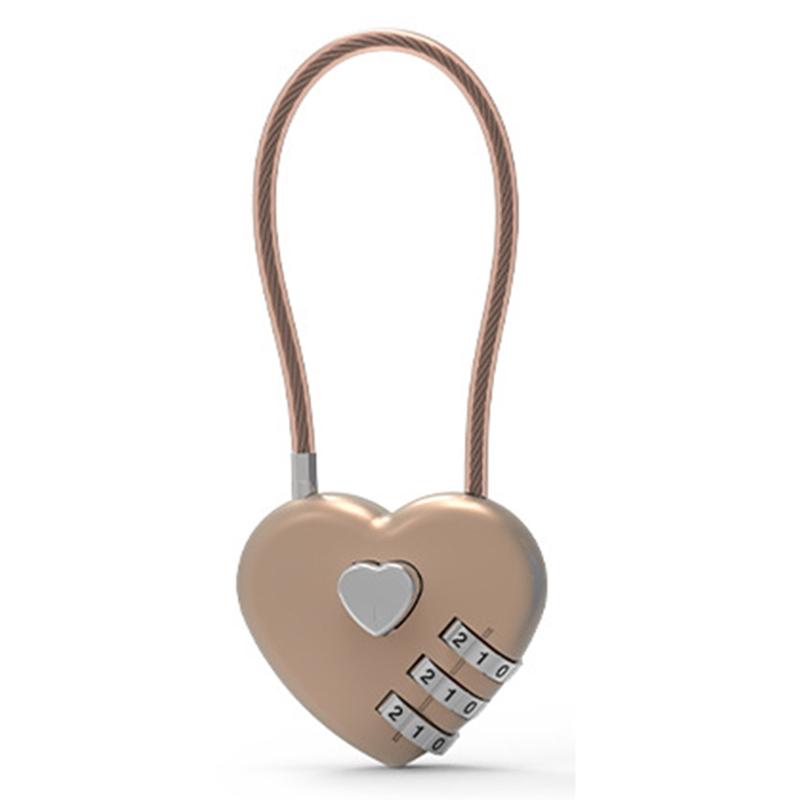 Zinc Alloy Wire Rope Password Lock Mini Love Heart Shape Password Padlock Travel Luggage Package Password Lock
