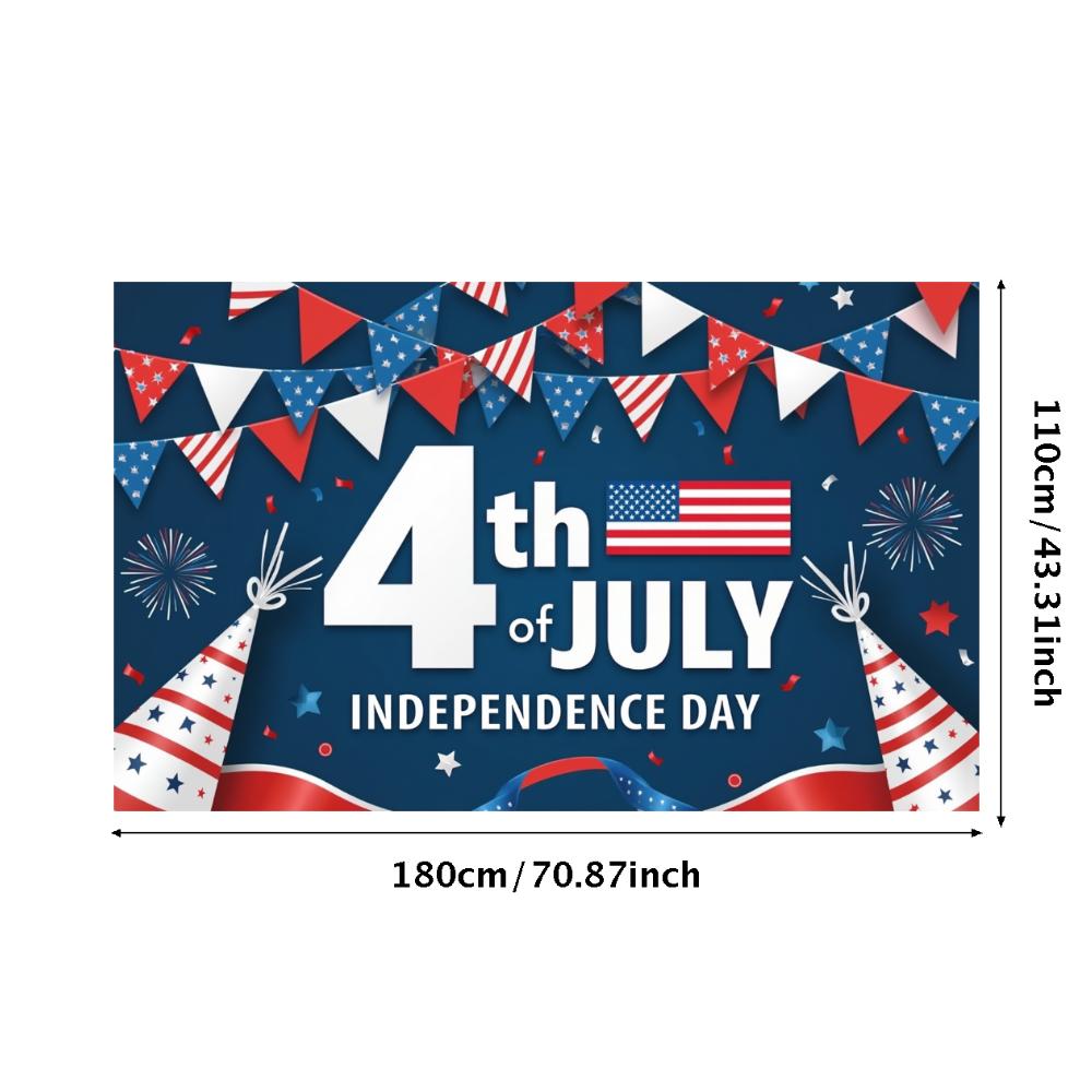 Lightweight Fabric Event Flag Durable Material Party Prop Red White Blue Theme Stars and Stripes American Themed Banner