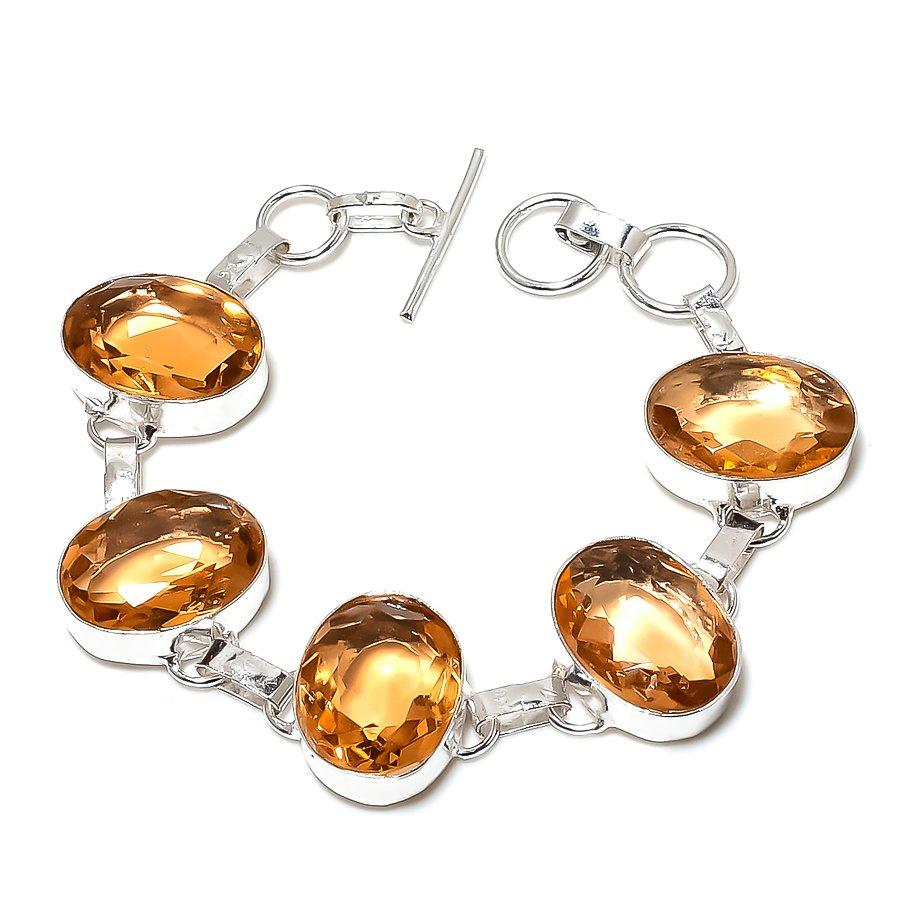 

Этнический ювелирный браслет ручной работы с медовым топазом и драгоценным камнем 7-8 дюймов VR-1167