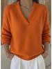 2025 V-Neck Loose Knit Sweater: Women's Casual Solid Color Fashion for Autumn/Winter