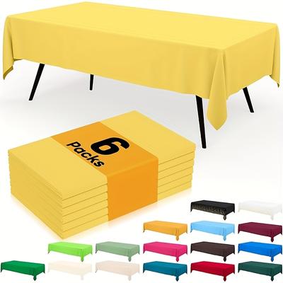6 Pack Disposable Plastic Tablecloths for Parties, Weddings, Birthdays, Christmas, Anniversaries| Durable Machine-Made Buffet Table Coverings