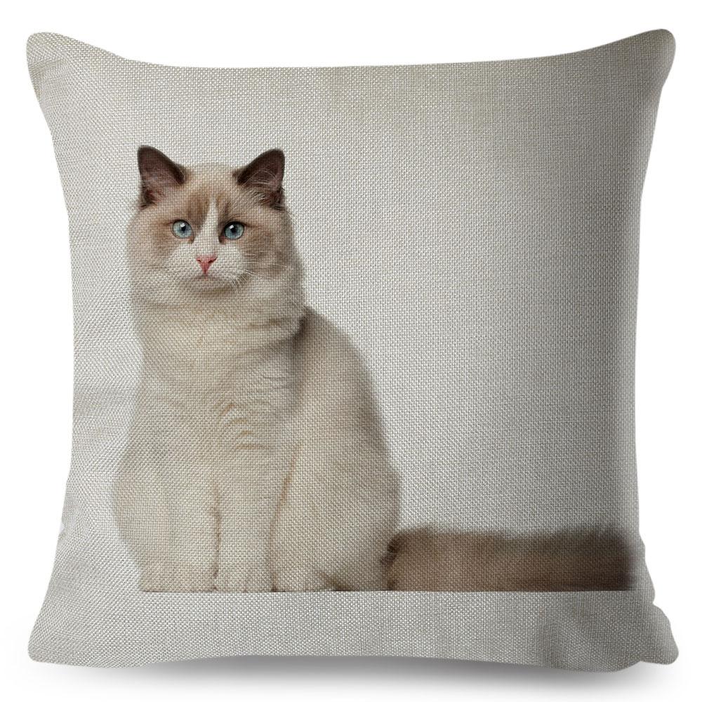 Cute Cat Pillowcase Decor Lovely Pet Animal Print Cojines Cushion Cover Polyester Pillow Case for Home Sofa Children Room 45x45