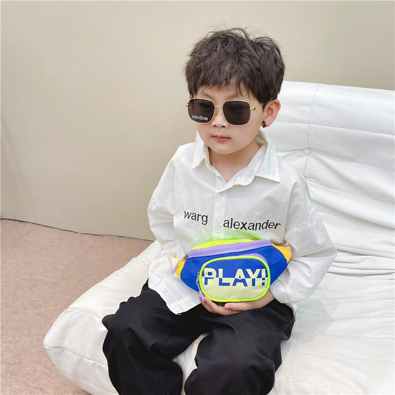 Trendy Blue Canvas Children's Crossbody Bag Stylish Sports Chest Pack For Kids