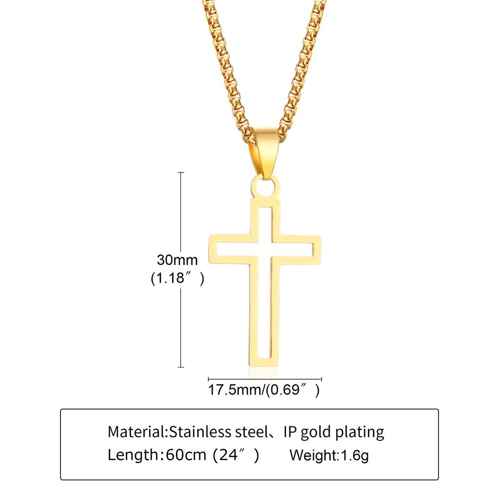 Casual Hollow Cross Necklaces for Men Boys,Waterproof Stainless Steel Cross Pendant Necklace,Religious Faith Prayer Zircon Gift