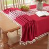 Nordic Light Luxury Tablecloth Imitation Cotton And Linen Fringed Long Dining Table Cloth Coffee Table Christmas Dust Tablecloth Mat