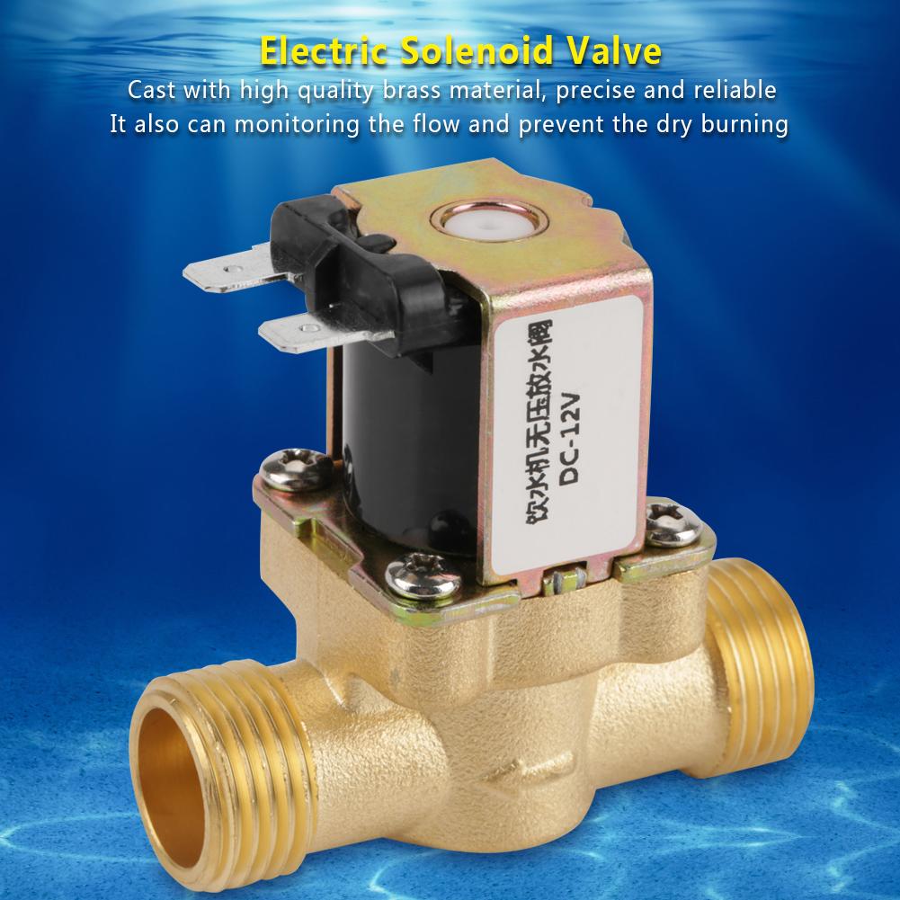 

12V BSPP G1 2 Brass N C Normally Closed Electric Solenoid Valve 2 Way No Pressure Regulating Valve