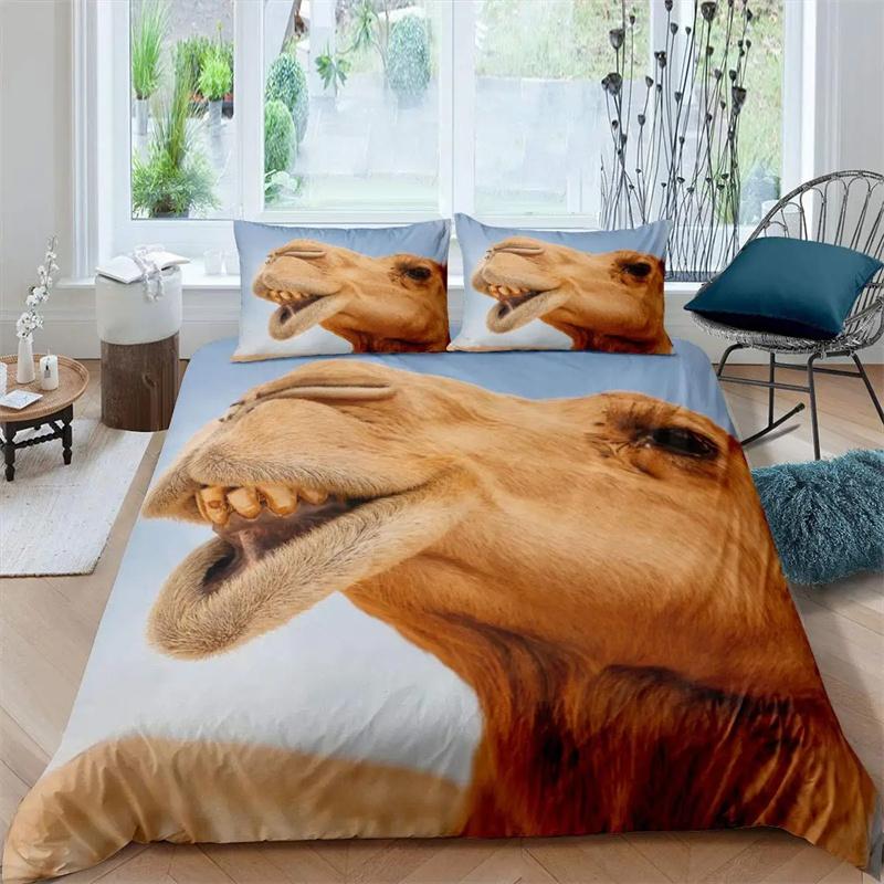 3D Desert Camel Duvet Cover Brown Animal Boys Girls Kids Teen Adult Cute Wildlife Theme Polyester Quilt Cover Bedroom Decoration