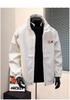 Spring and Autumn New Hong Kong Style Model Crocodile Pattern PU Leather Fabric Jacket Men's Warm Casual Versatile Lapel Jacket