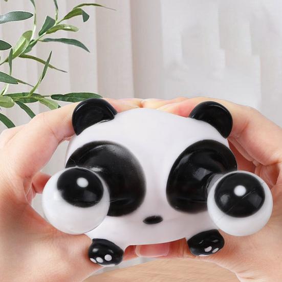 Panda Squish Toy Popping Eyes Girevole TPR Divertente Morbido Antistress Trucco Prop Animale adorabile