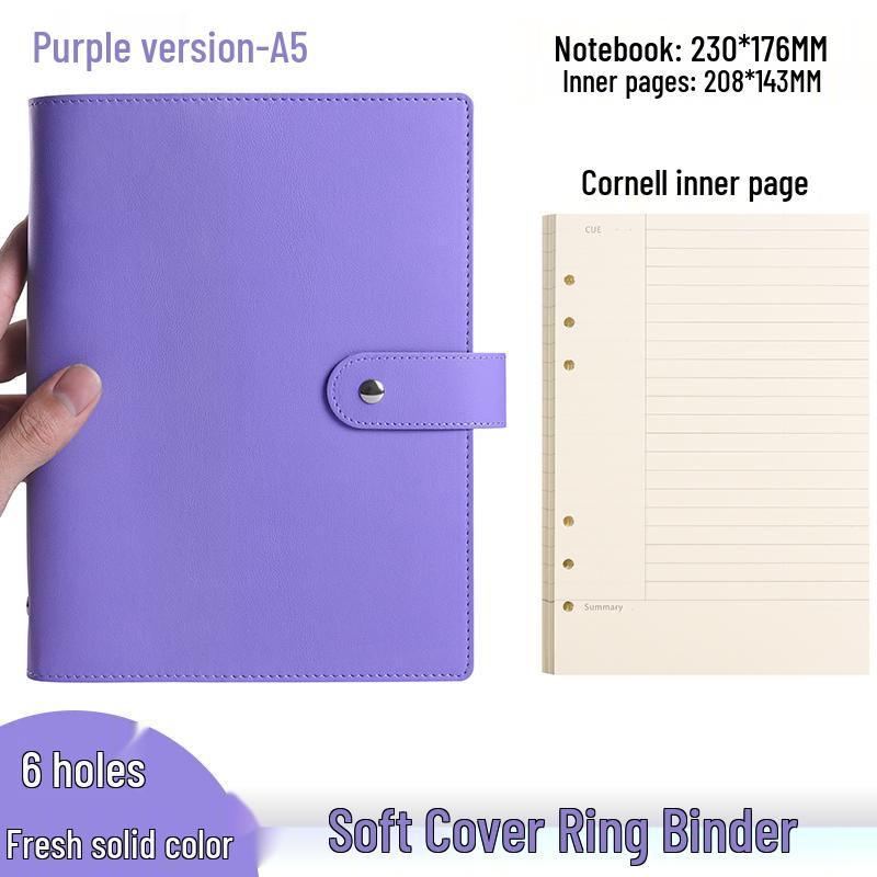 Minimalist A6 Soft Leather Ring Binder Planner Notebook