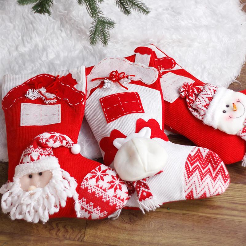 Christmas Stockings Party Favor Felt Candy Storage Bags Christmas Snowman Stockings For Mantel Stairs Tree Home Farmhouse Garden