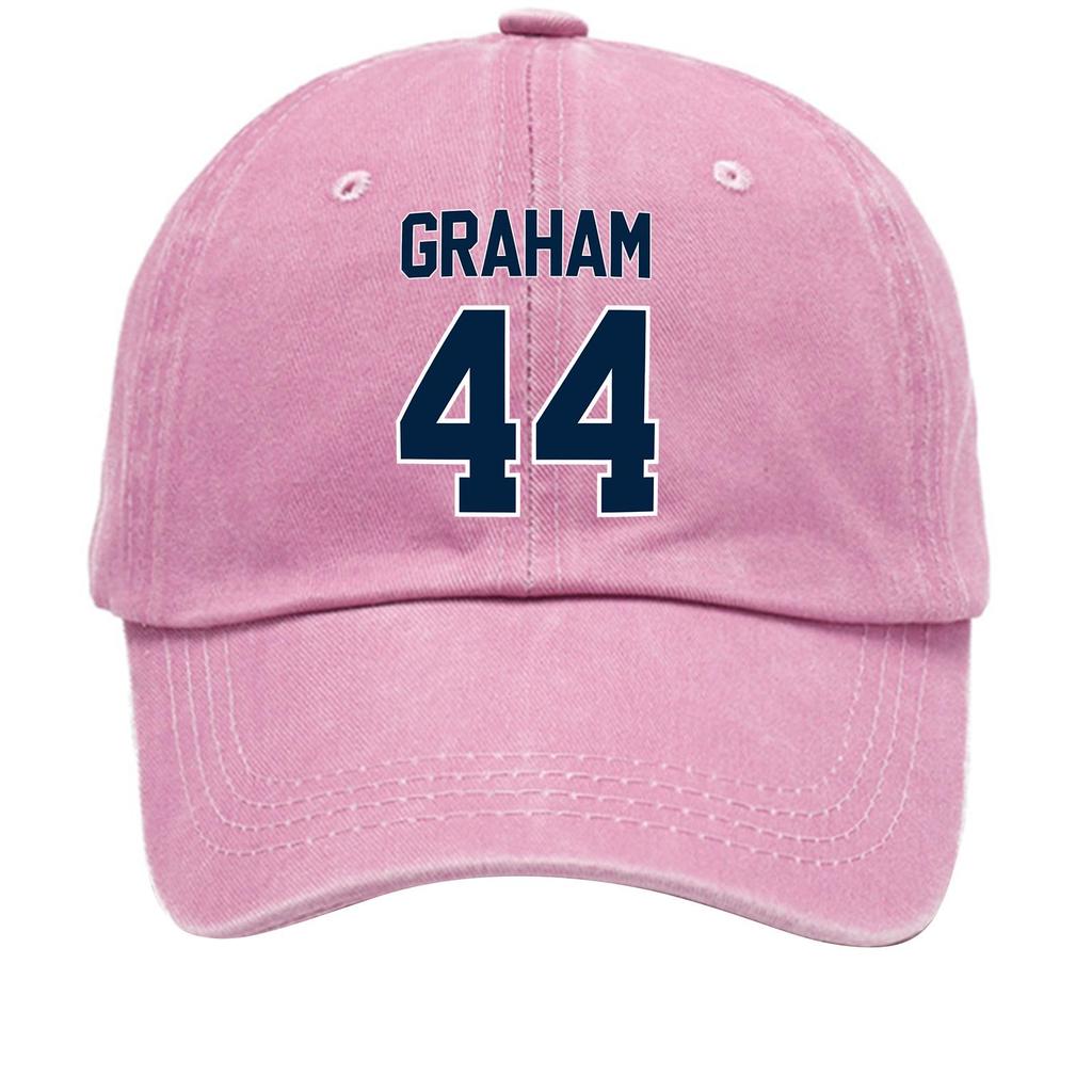 Washed Cotton Baseball Cap Vintage Style Soft Top Denim Hat with Printed Design Adjustable Strap for Casual Wear