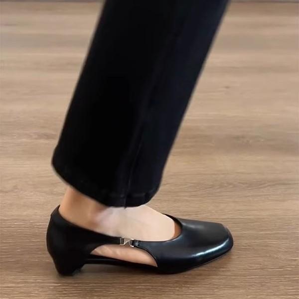 Sheepskin version~ shallow hollow sandals women's summer wear versatile casual commuting Mary Jane shoes breathable single shoes women