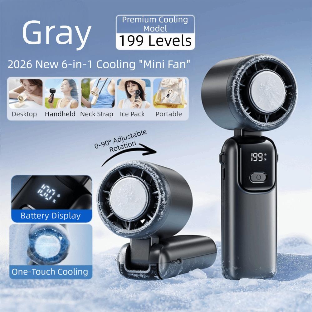 Hangable Handheld Fan 100 Speeds Desk Fan New Ice Cooling Fan  Outdoor
