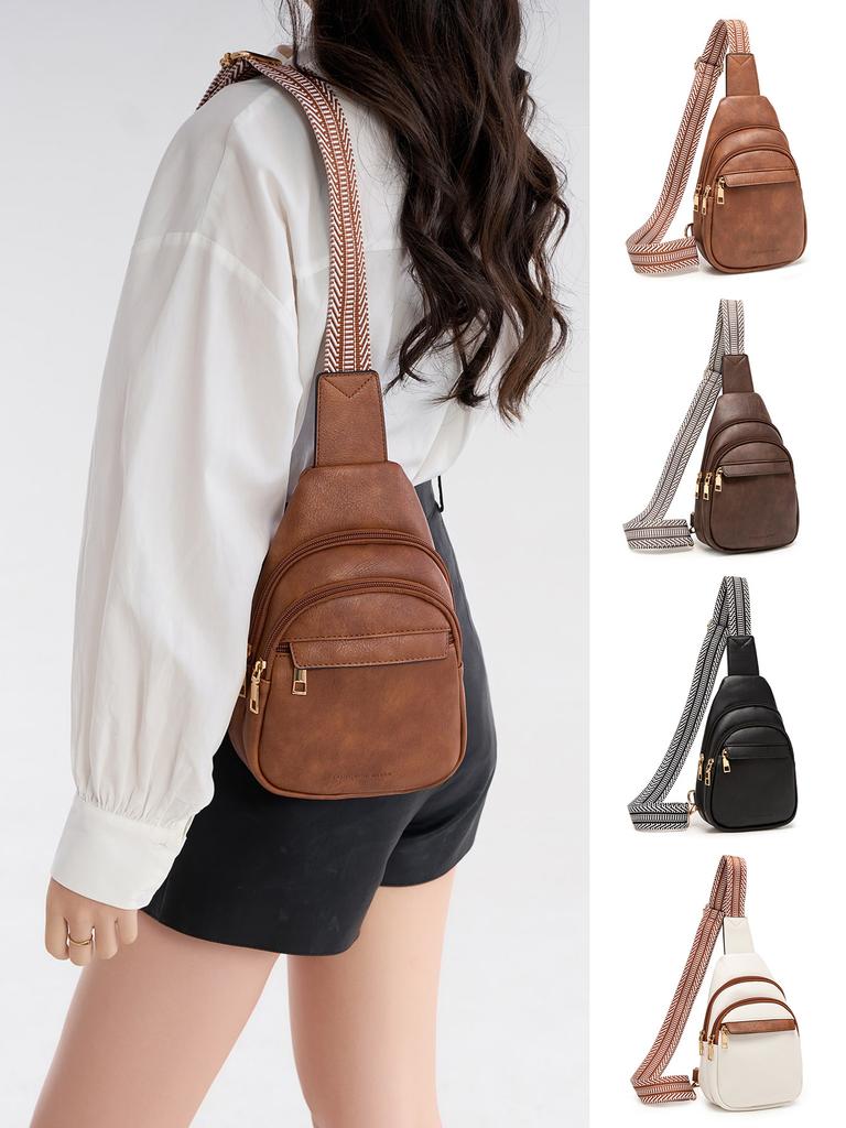 High Quality PU Leather Women Chest Bag Single Shoulder Messenger Bag Large Capacity Designer Backpack Girls Single Shoulder Bag