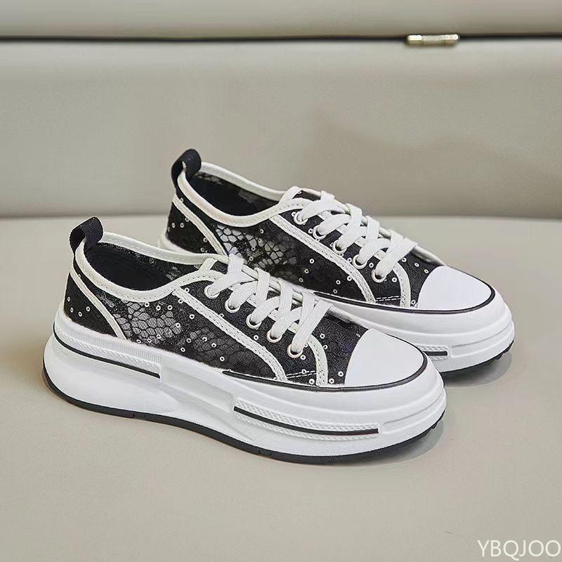Women's Summer New Thick Soled Versatile Shoes with Breathable Mesh Casual Sports Simple Comfortable Mesh Shoes