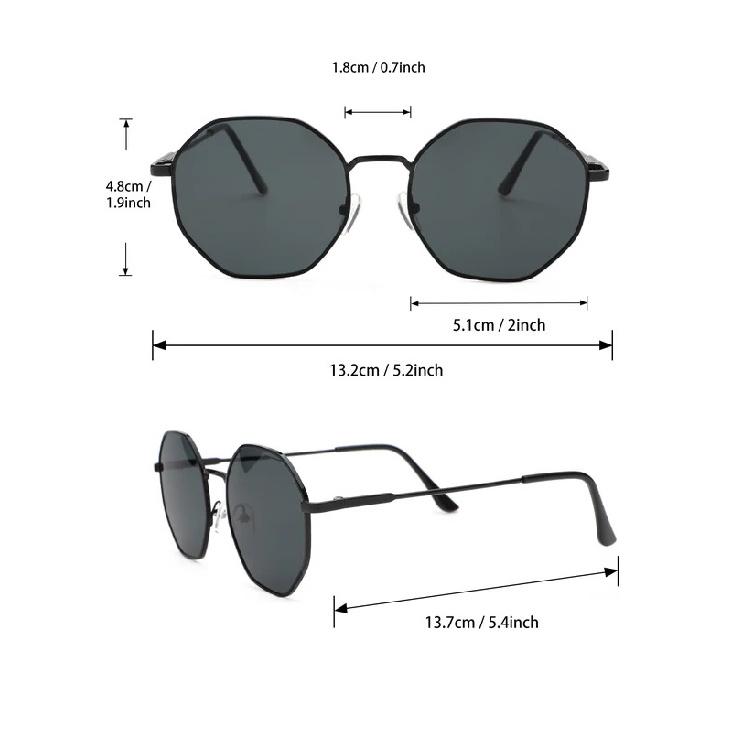 2 Pcs Metal Geometric&Round Frame Fashion Classical Sunglasses For Vacation Decors Photo Props