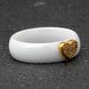 European and American Simple 6MM Ceramic Zircon Heart Black & White Couple Titanium Steel Ring Band