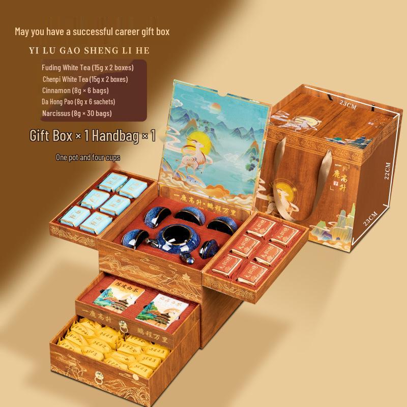 Da Hong Pao & Rou Gui Oolong Tea Gift Box with Chen Pi and Fuding White Tea